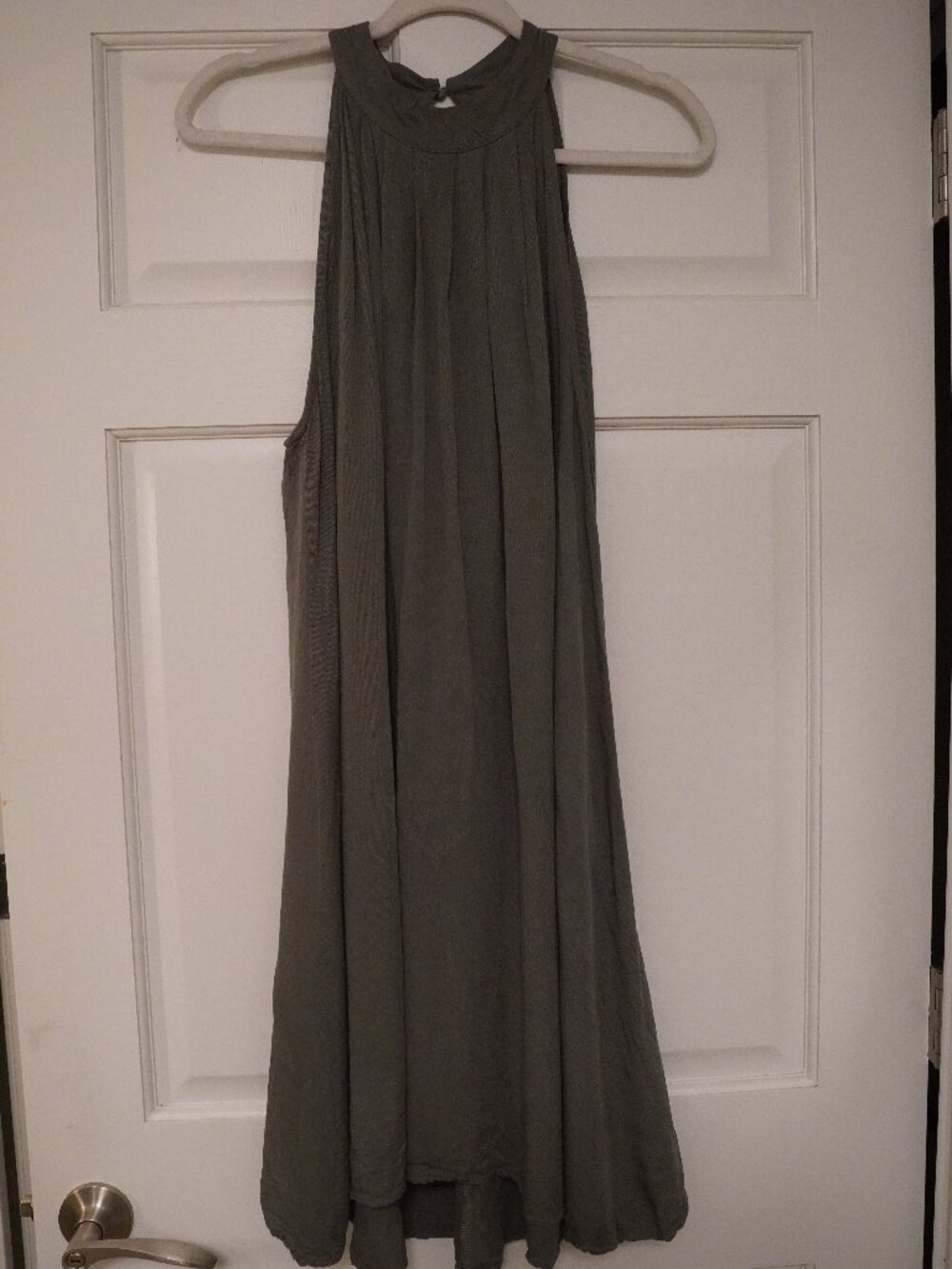 Kirundo Olive Green Halter Dress XL Flowy Sleeveless